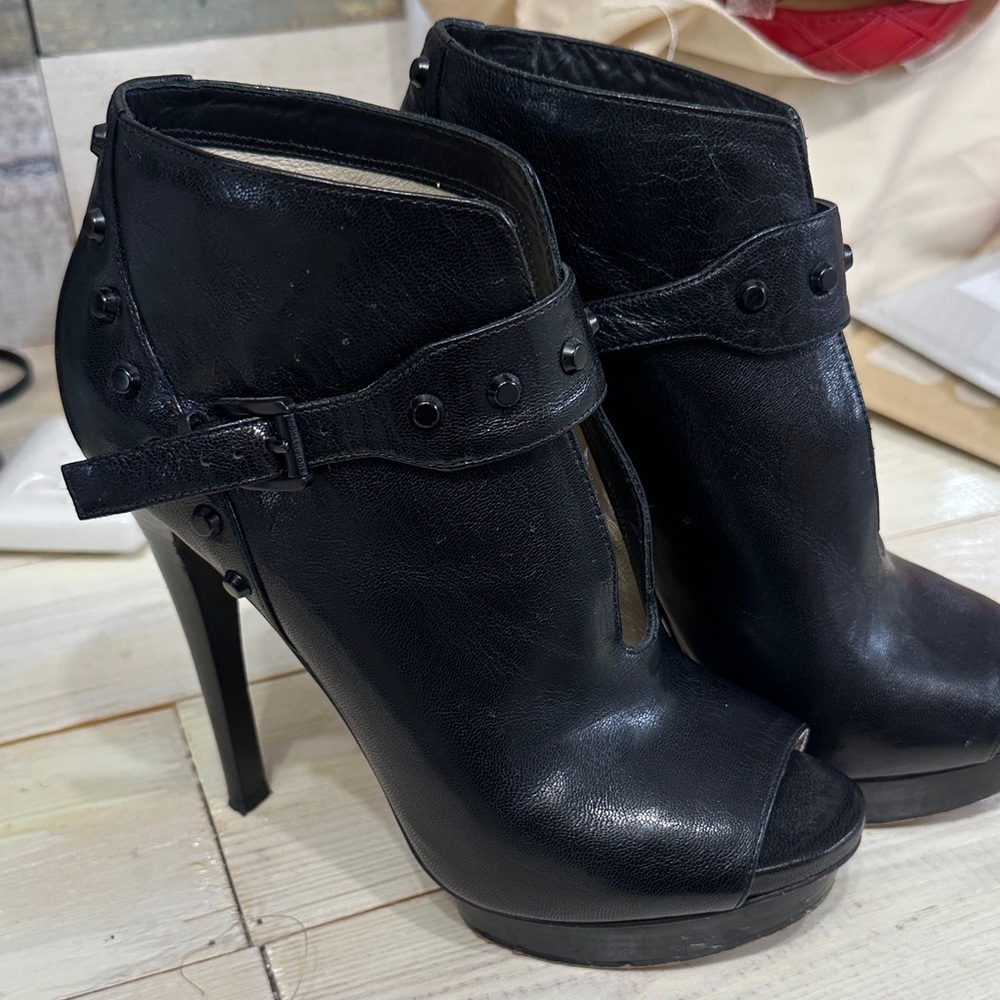 Michael Kors Black Peep-Toe Heeled Boots